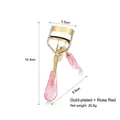 Rose red glitter eyelash curler with gold-plated metal frame and pink resin handle - Gold Plating / Bulk/Loose Packaging
