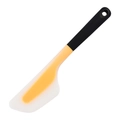One-piece silicone baking spatula with black handle and orange-white heat-resistant head - Short Head Style / Translucent Yellow