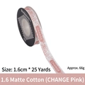 Pink matte cotton ribbon with floral pattern and CHANGE text, size 1.6cm by 25 yards - Matte Cotton / 1.6cm Wide * 25 Yards / Printed Pink