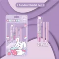 Set de borrador retráctil con diseño de conejo fresa en morado y rosa con recambios - Conejo de la Suerte