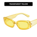 Retro rectangle sunglasses featuring transparent yellow resin frame and tinted lenses - Transparent Yellow