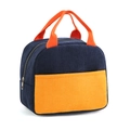 Borsa termica in velluto a coste blu navy e arancione con chiusura lampo e manici - Giallo Lime