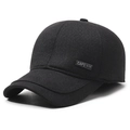 Winter-Baseballkappe für Herren mit Ohrenschutz und warmem Fleece-Futter für Senioren - Verstellbar / Schwarz