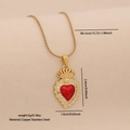 Elegante catena snake in acciaio dorato con ciondolo a cuore in zircone rosso - Stile Cuore Sacro del Sole a Catena di Serpente (1#)