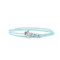 Light blue Milan cord bracelet with a textured silver-toned manta ray metal pendant - Aqua Blue Cord Silver Whale