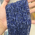 Faceted natural blue sodalite small beads with unique white patterns on a string - Sodalite 3mm