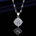 Shiny silver necklace with a radiant sunflower pendant and high-carbon stones - Xl-143 [with Four-leaf Clover Chain]