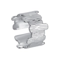 Geometrischer offener Edelstahlring im INS-Stil mit silberner Baumrinden-Struktur - Einstellbar Offen / Silber