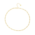 Golden titanium steel chain necklace with unique small bone-shaped links and clasp - N303336-Gold Tiny Bone Link Chain