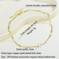 Catena per collana da 3mm in rame placcato oro con chiusura a moschettone e 5cm - Catena Graffetta Oro 45cm (NE2373-A)