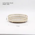 Champagne gold round metal mirror jewelry tray with vertical striped hollow design - Small Striped Pattern Tray