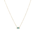 Elegante goldene Halskette mit rechteckigem blauen Geburtsstein-Anhänger und Perlenstruktur - Blau