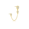 Eleganti orecchini a goccia in argento S925 dorato con catena di collegamento - Argento 925 / Oro