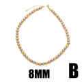 Three-tone 8mm metal bead necklace with gold, silver and rose gold polished spheres - Style C-8mm Bead Diameter