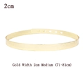 Cintura specchio in metallo dorato lucido da 2cm per donna, fibbia regolabile, 71-81cm - Larghezza 2cm/Taglia M (71-81cm) / Oro