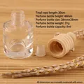 8ml square glass car perfume bottle with wooden cap and hanging rope on bamboo mat - Gold Silk Cord Style