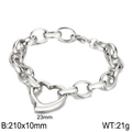 Silver stainless steel heart pendant bracelet with dimensions and weight data - Steel Bracelet 21cm (KB186198-Z)