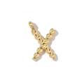 Macro detail of 18k gold plated stainless steel letter X pendant with twisted rope texture - Letter X