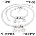 Silver stainless steel snake chain set with heart, pearl, and child charms for women - Boy Girl / Bracelet / Silver