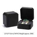 Octagonal black PU leather watch box with dimensions 12x12x7.5cm and beige pillow - Octagonal Box Shining Black