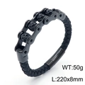 Bracciale punk da uomo in pelle nera intrecciata e acciaio con teschi, 220x8mm - 20cm / Nero