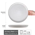 White 10.3 inch ceramic steak plate with spiral texture and heat resistant finish - Rujiu - Large Plate 10.3 Inch (Grade B)