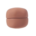 Minimalist tan leather pebble-shaped travel jewelry case with a smooth matte finish - Tan