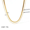 18K gold plated double layer necklace with flat snake chain and thin round link chain - Double Layer Flat & Round Snake Chain Style (YYN023060)