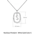 Silver letter S necklace pendant with multicolored cubic zirconia stones 15mm size - White Gold S