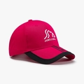 Berretto da baseball fucsia unisex con ricamo di montagna bianca e visiera nera a contrasto - Regolabile / Rosso
