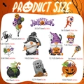 Detailed size guide for Halloween gnome skull magnetic decals and festive decorations - CT343