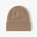Men's minimalist double-layer thickened thermal knit beanie in brown for winter - 6-Seam Dark Khaki