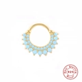 S925 sterling silver gold hoop earrings with turquoise beads in a bohemian style design - Gold - Synthetic Turquoise