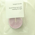 Lavender scented tea light candle in transparent cup with white instruction card - Dark Grey Purple (Lavender)