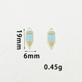 Detail of pencil-shaped alloy pendant with light blue enamel and 19x6mm size details - Blue Pencil