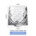 270ml transparent gem-textured spinning whiskey glass with geometric rotating design - Transparent Gemstone Pattern