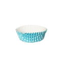 Vista detallada de moldes para cupcakes de papel con lunares azules y blancos para hornear - Lunares Azules Redondo Molde Laminado