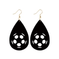 Waterdrop-shaped black soccer hollowed earrings with golden hooks for sports style - Cutout Soccer/Waterdrop/No.8