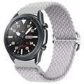 Detail of adjustable grey braided nylon watch band with metal buckle for Samsung Galaxy - Pearl White