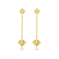 Elegantes pendientes de estrella s925 con borlas y cristales brillantes en acabado oro - Dorado