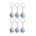 Set di 6 portachiavi mini palla stroboscopica con finitura a mosaico laser colorata - Set di 6