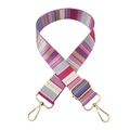 Colorful striped adjustable shoulder strap with gold metal hardware for crossbody bags - Pink Tones
