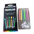 6-pack of birthday candles with colorful flames and matching white holders in a box - 6 Pcs (Black Box Pack)