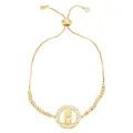 Bracciale regolabile placcato oro 18 carati con pendente Vergine Maria e zirconi bianchi - Stile B-Vergine Maria Rotonda Vuota