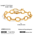 Pulsera de tenis de acero inoxidable bañada en oro de 18K con eslabones de strass - Estilo de Anillo Redondo Pavé (JDB0111111)