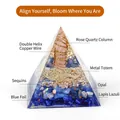 Piramide energetica in orgonite con quarzo rosa, albero della vita e lapislazzuli - No.7-Colonna di Quarzo Rosa + Opale (Equilibrio)