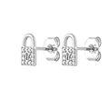 Orecchini a lucchetto in argento S925 con pavé di zirconi cubici scintillanti - Argento