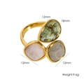 Goldener 14K Titanring mit drei bunten Steinen im Tropfen- und Quadradesign für Damen - Mehrfarbig 7