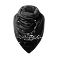 Thick triangle scarf in black with owl print, soft fleece lining and buckle closure - 150*75cm / Black Owl Butterfly (Image 64)