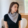 Chic grey knitted scarf in triangular style for warmth and stylish outdoor winter fashion - Solid Light Grey